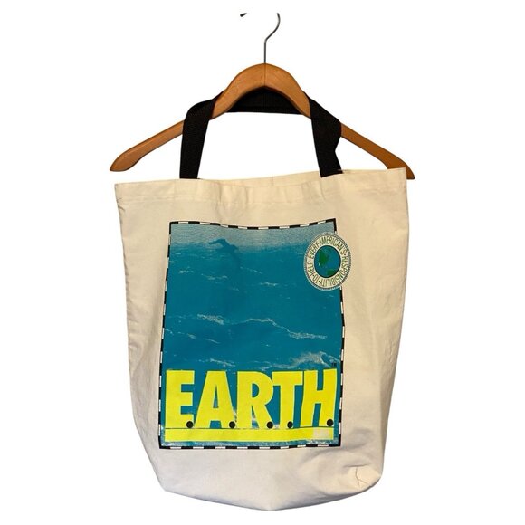 Earth White Canvas Tote Bag 17x17x6 Every American's Responsibility Made In USA - Picture 1 of 7